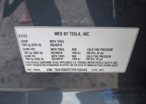 2023 Tesla Model Y Awd/Long Range Dual Motor All-Wheel Drive from USA, damaged, VIN 7SAYGDEE7PA156445
